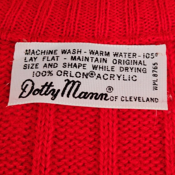 Vintage Sweater Vest Dotty Mann of Cleveland Red Button Up Knit Orlon Acrylic - Picture 10 of 12
